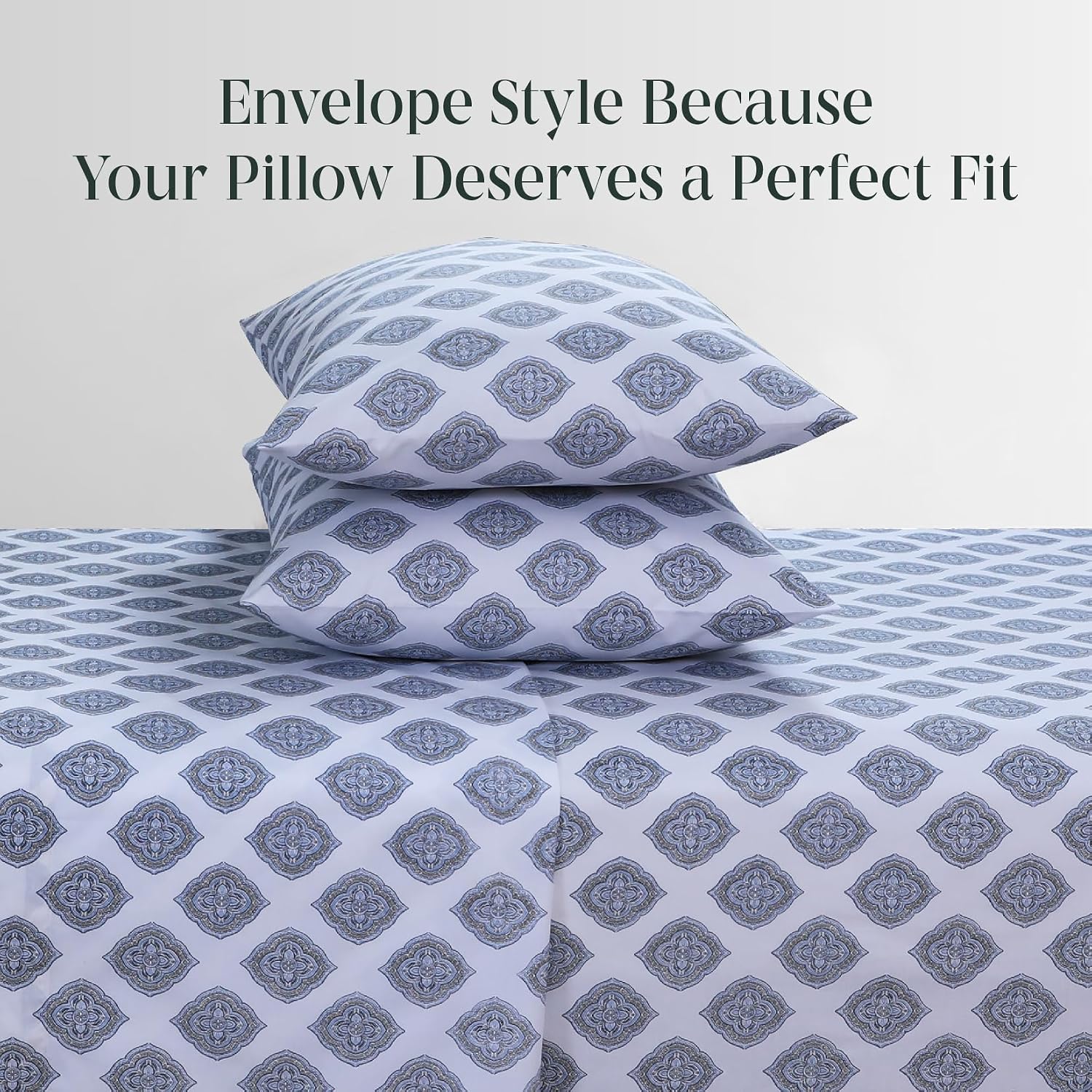FEATHER & STITCH NEW YORK 100% Cotton 2 Piece Queen Pillow Cases, 300TC Ultra-Soft Pillowcases with Envelope Closure, Wrinkle- Fade…
