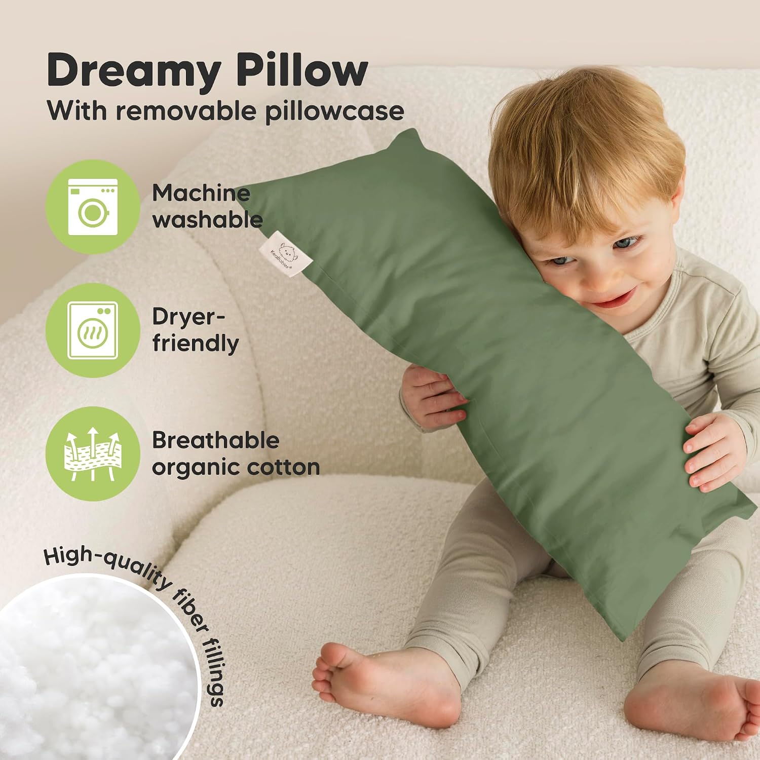 Toddler Pillow with Pillowcase - 10x18 My Little Dreamy Kids Travel Bed Pillows for Sleeping, Organic Cotton Small Pillowcase, Soft &…