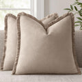 Anroduo Set of 2 Decorative Throw Pillow Covers 26×26 Inch Soft Linen Fringe Farmhouse Boho Vintage Cushion Covers with Tassels Accent Pill…
