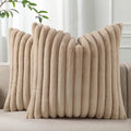 Pallene Faux Fur Plush Throw Pillow Covers 24x24 Set of 2, Luxury Soft Fluffy Striped Decorative Pillow Covers for Sofa, Couch, Living…