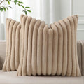 Pallene Faux Fur Plush Throw Pillow Covers 16x16 Set of 2, Luxury Soft Fluffy Striped Decorative Pillow Covers for Sofa, Couch, Living…