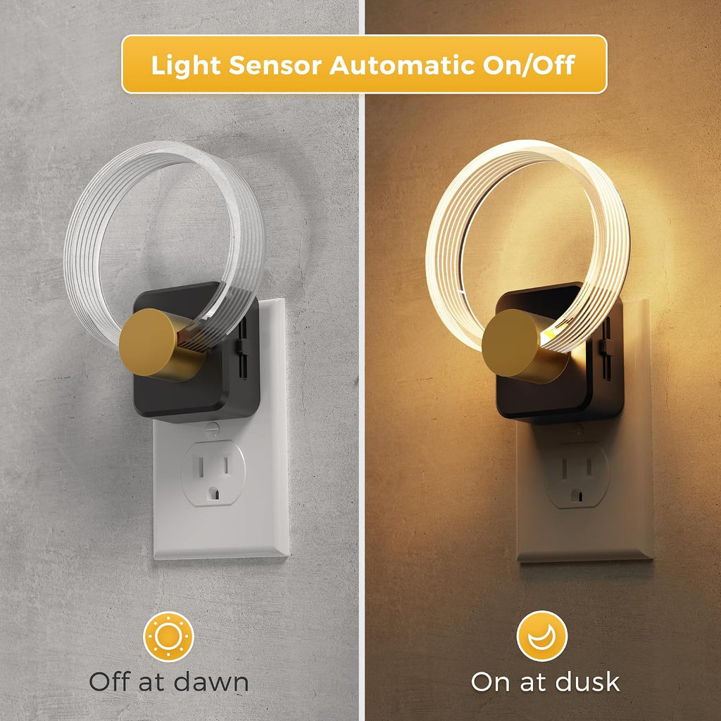 L LOHAS LED Night Lights Plug into Wall, 2 Pack Plug in Night Lights with Light Sensor, 3000K Soft White, 0-100LM Brightness Adjustable…