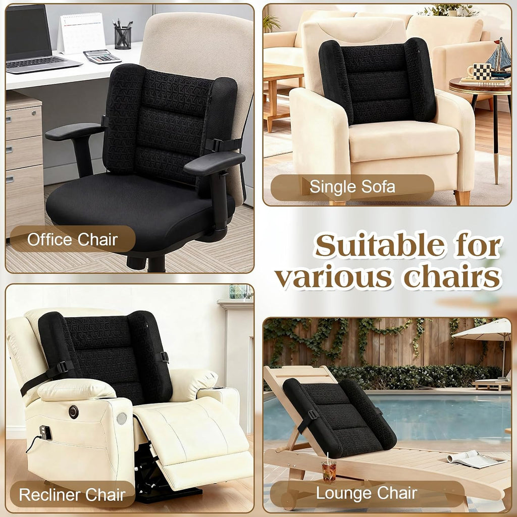 Lateral Support for Wheelchair Back Cushion Pressure Relief Side Support Pads Recliner Wheelchair Lumbar Pillow for Office Chair Back(Black)