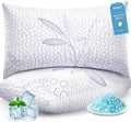 Yettbea Adjustable Shredded Memory Foam Pillows Standard Size Set of 2, Luxury Bamboo Cooling Pillow w/Washable Zippered Cover, Soft or…