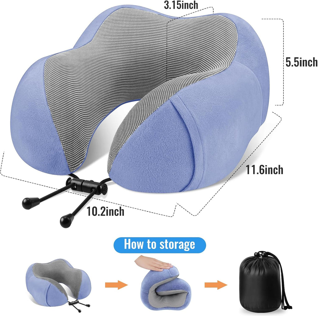 CloudBliss Travel Pillow Premium Memory Foam, Comfortable & Supportive Neck Pillow, Sleeping Neck Pillows for Travel, Airplane Pillow for…