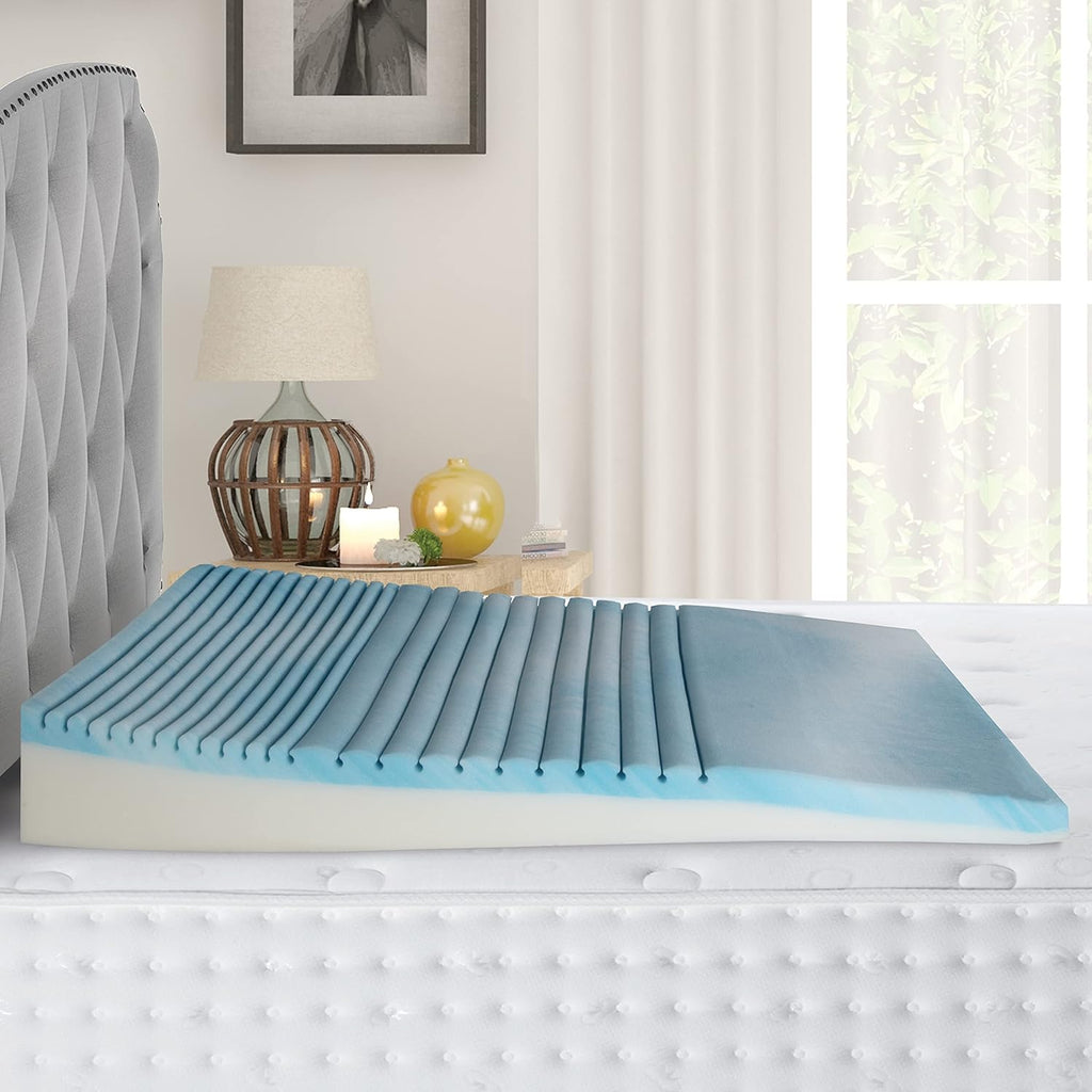 Boyd Sleep Gel Cooling Memory Foam Wedge Pillow – Dual Foam Bed Wedge, 4" Incline, GelLux Ventilation, Acid Reflux & Snoring Relief, 43"…