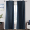 Nanspring Vintage Blue 100% Blackout Linen Curtains 84 Inch Length 2 Panels Set for Bedroom Back Tab Vintage Farmhouse Decor Black Out Curt…