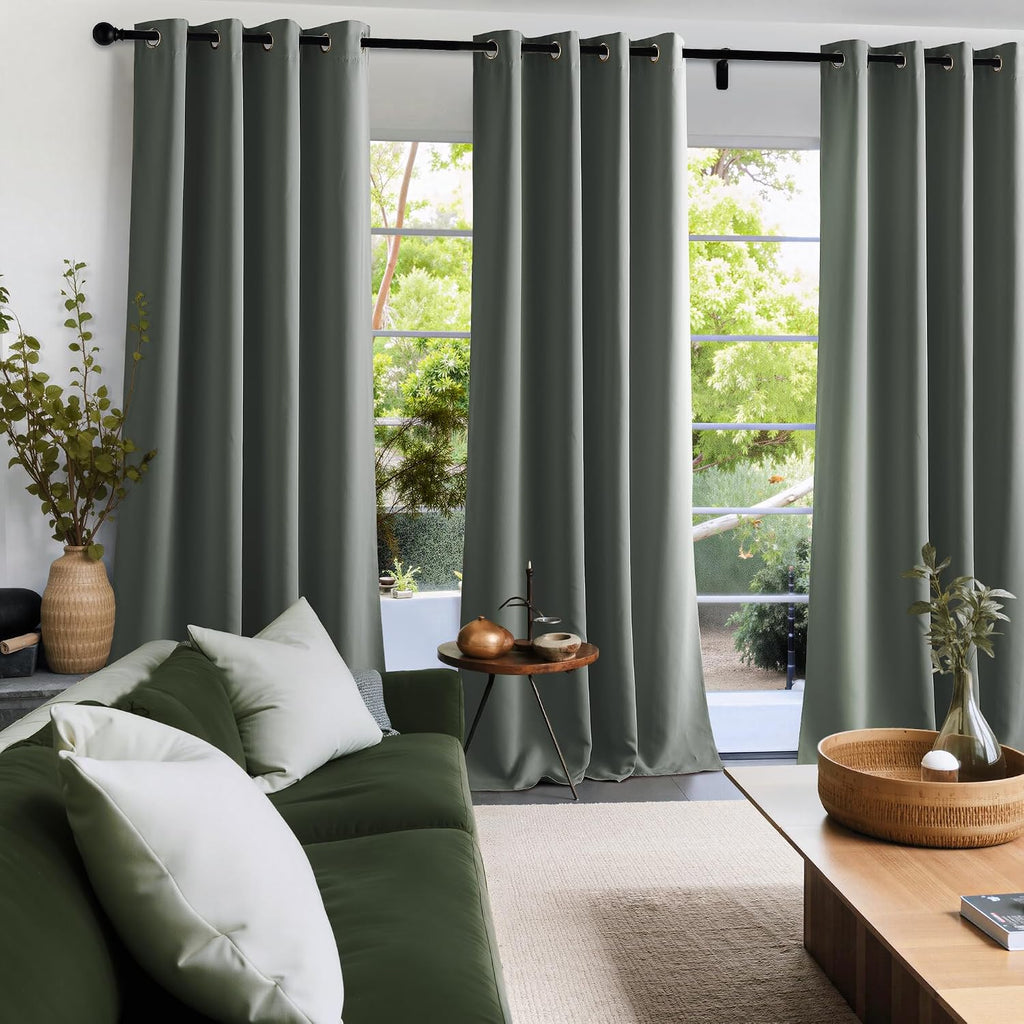Nicetown Room Darkening Draperies Curtains Panels, 2 Panels Dark Mallard W52 x L84 silver