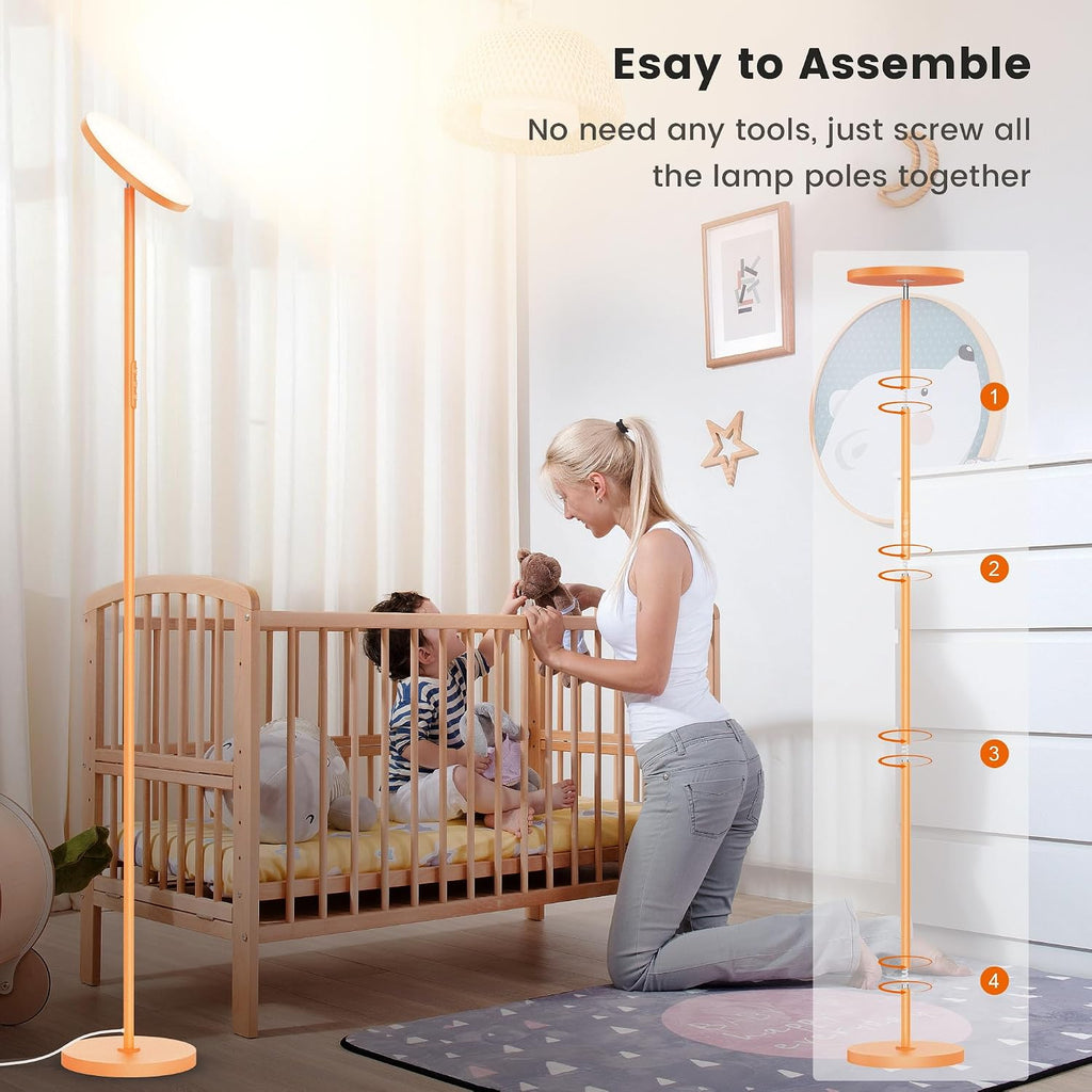 Floor Lamp, Bright 36W 3500LM Standing Lamp with Remote, 2700K Soft White to 6500K Cool White Adjustable, Touch Control Dimmable Torchiere…