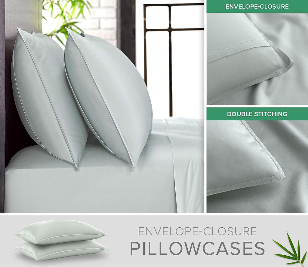 PureBamboo Pure Bamboo Full Sheets, Genuine 100% Organic Viscose Derived from Bamboo Bed Sheet Set, Luxuriously Soft & Cooling, Double Stit…