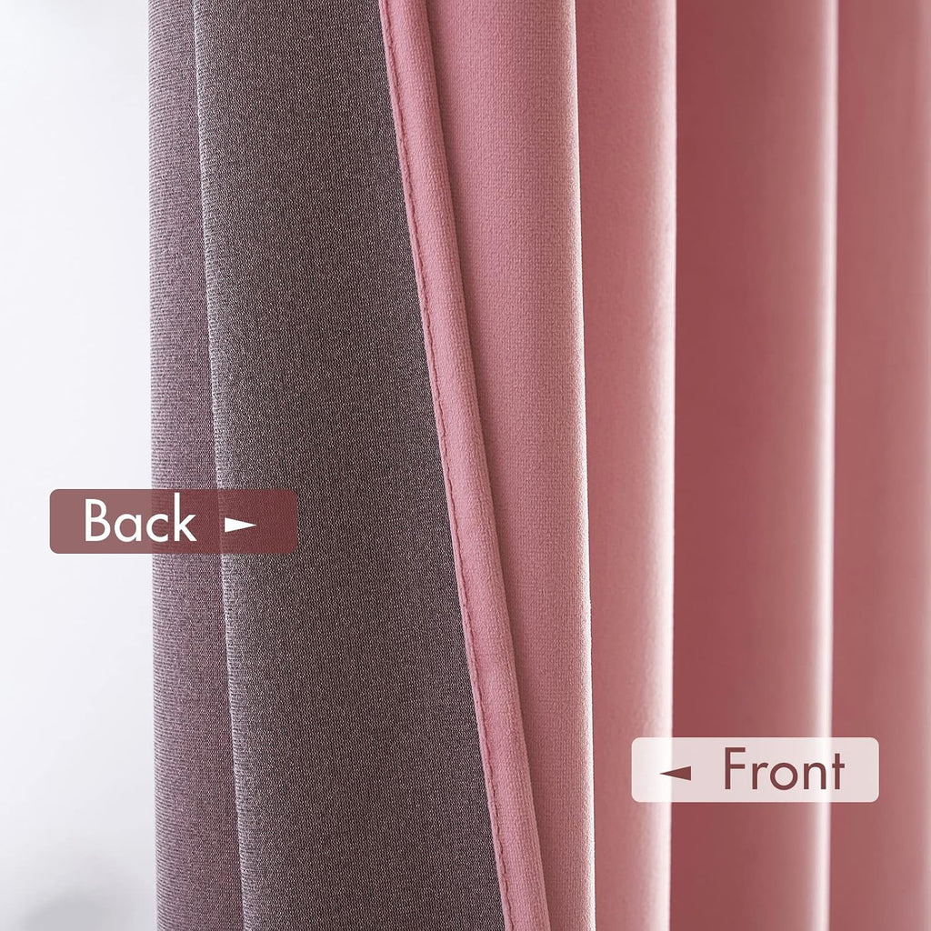 MIULEE Blush Pink Velvet Curtains Thermal Insulated Blackout Curtain Drapes for Bedroom Living Room Darkening 108 Inches Long Curtains…