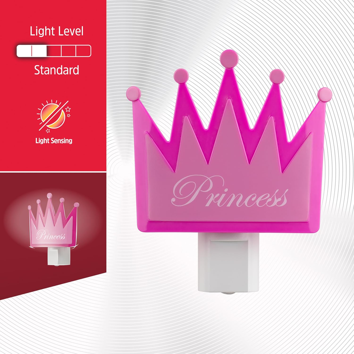 Energizer Princess Crown Night Light, Light Sensing, Soft White, Nightlight for Bedroom, Bathroom, Nursery, Hallway, Kitchen, 3000K, 82405