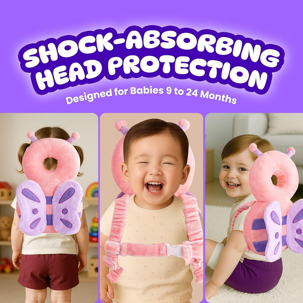 Baby Head Protector Backpack (9 to 24 Months) - Cute Head Guard Pillow with Knee Pads and Socks, Crawling and Walking Safety Set, Toddler…