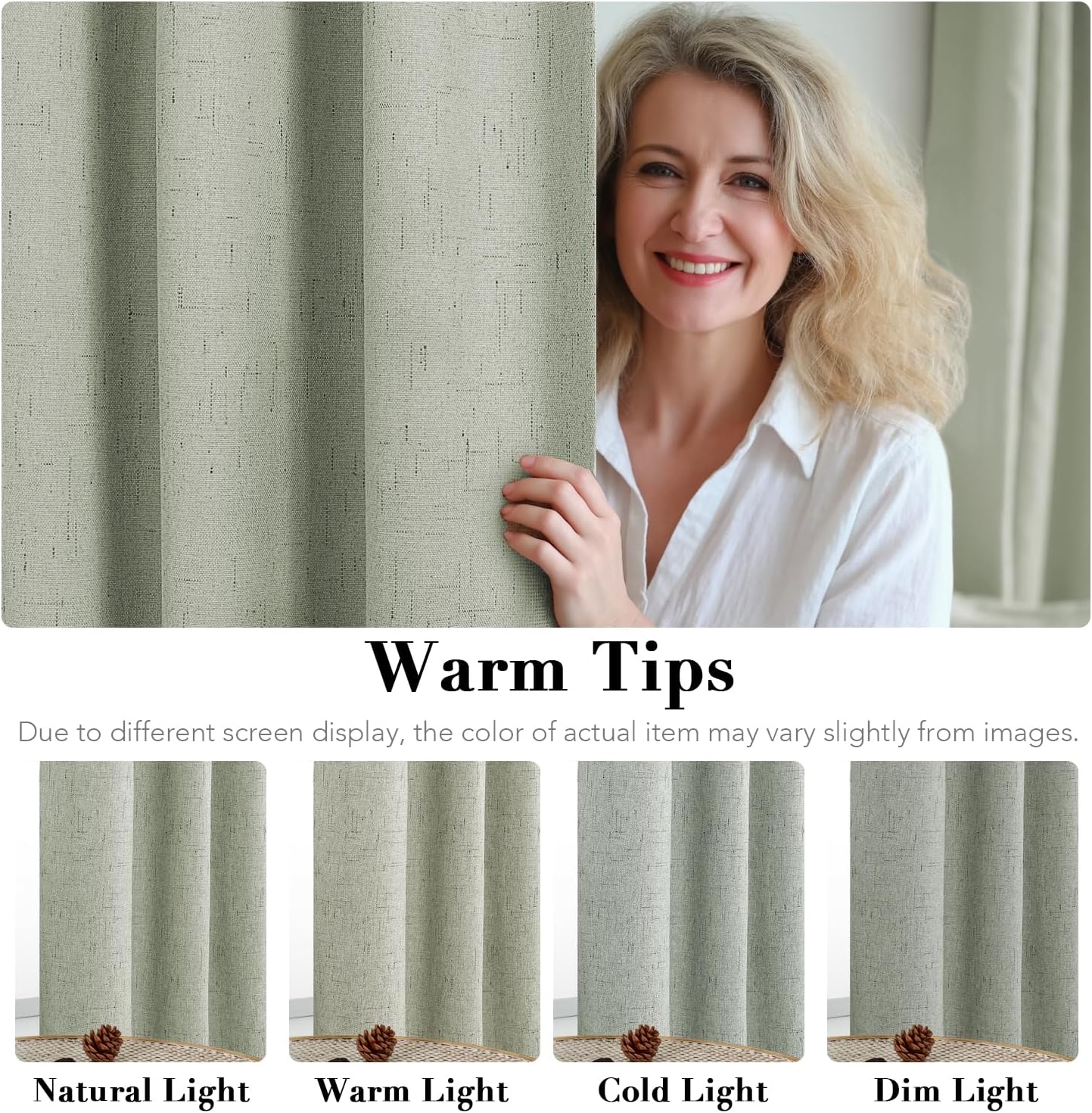 H.VERSAILTEX Linen Blackout Curtains Durable Thick Textured Linen Look 100% Blackout Patio Door Curtain Anti Rust Grommet Extra Wide…