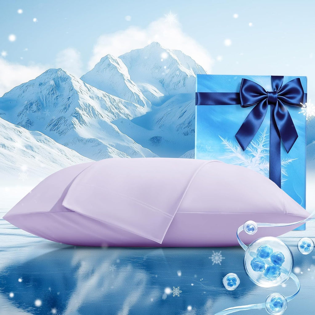 Cooling Pillow Cases 2 Pack Standard Size Cooling Pillowcases for Hot Sleeper Q-Max>0.5, Hydrates Skin & Hair, Reduces Wrinkles & Frizz…