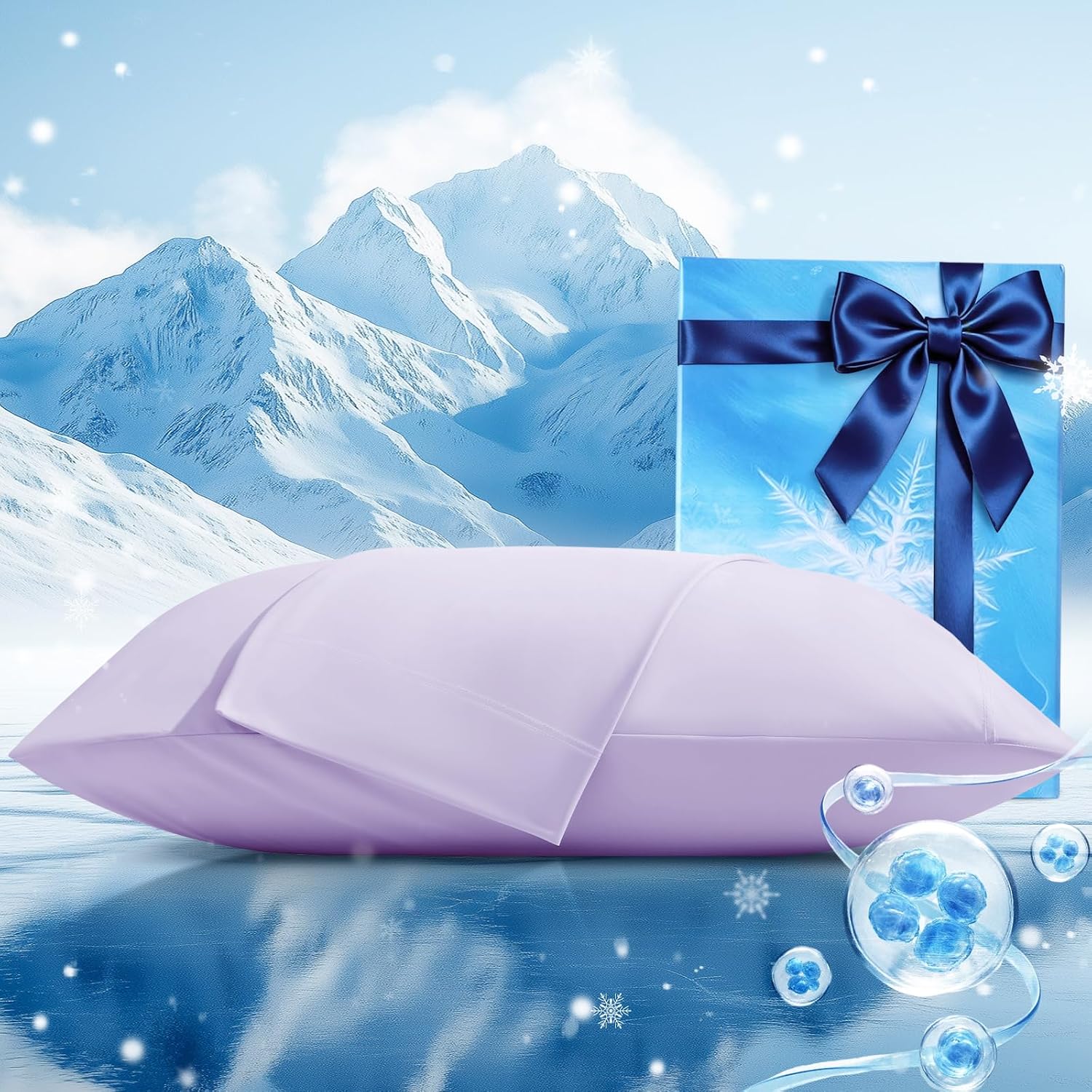 Cooling Pillow Cases 2 Pack Standard Size Cooling Pillowcases for Hot Sleeper Q-Max>0.5, Hydrates Skin & Hair, Reduces Wrinkles & Frizz…