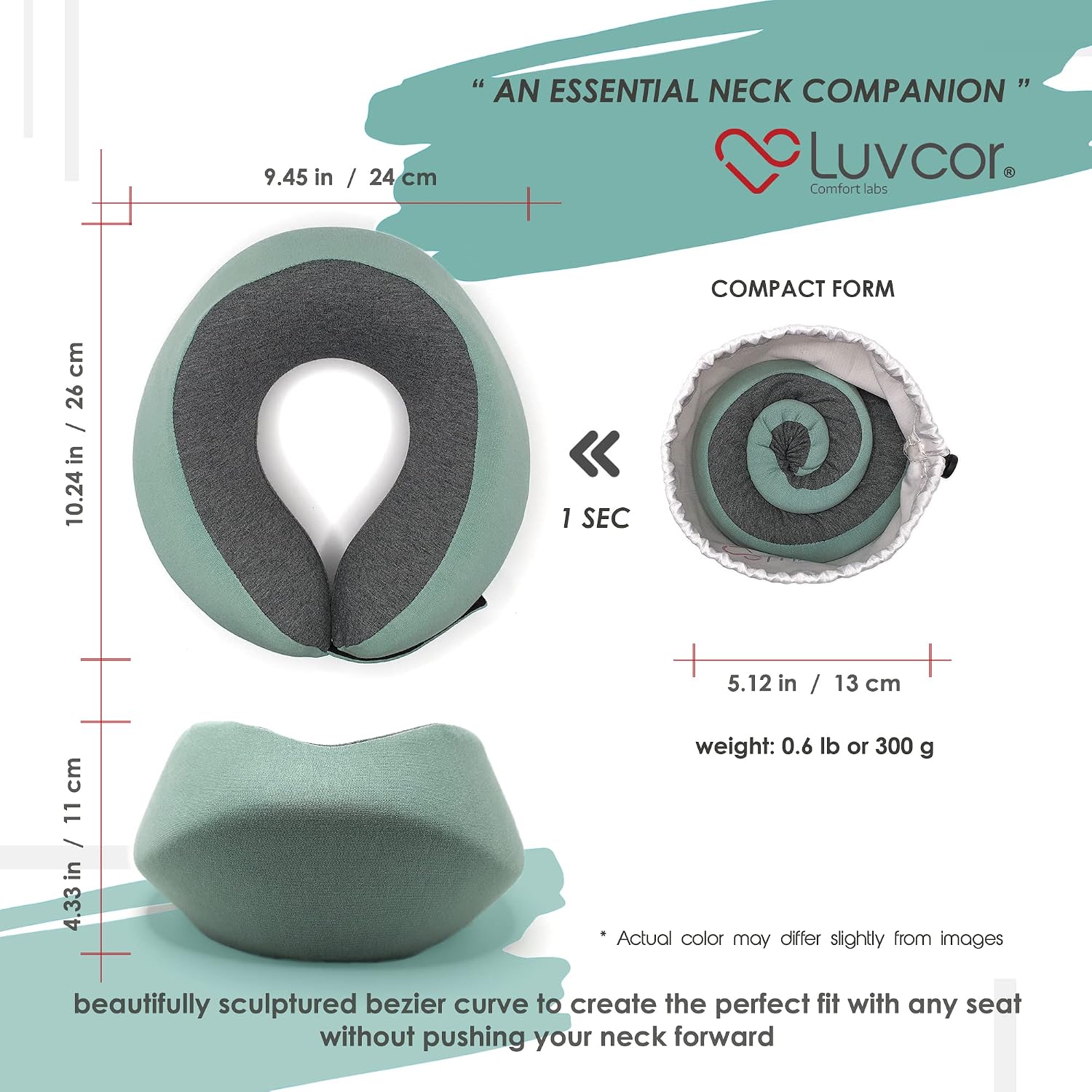 Premium Quality Memory Foam Travel Neck Pillow Bundle - Best Ergonomic Pillow for Airplane Travel, car Ride, Sleeping. Comes with Eye…