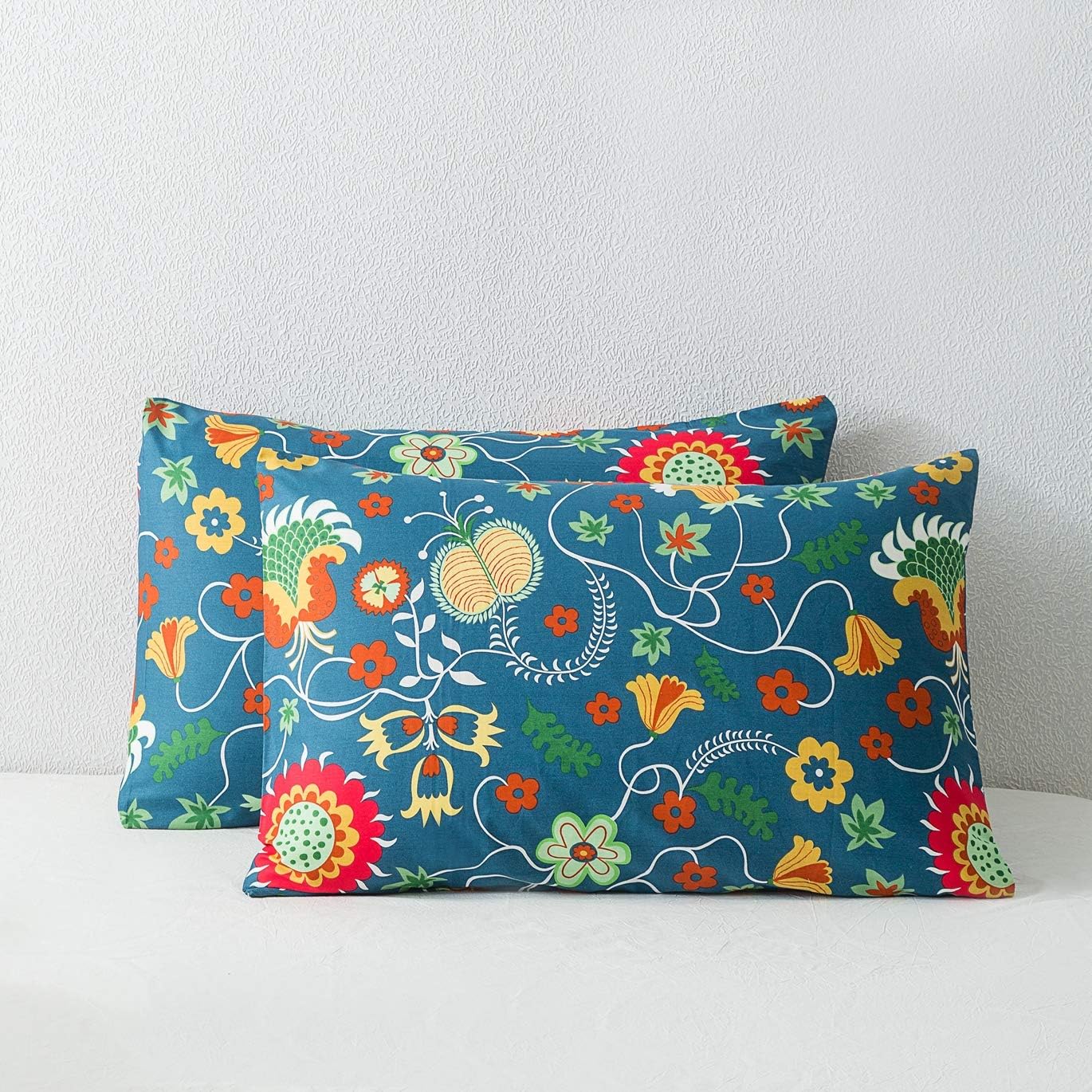 Susybao 100% Cotton Pillowcases Queen Size Set of 2 Sunflower Bed Pillow Covers Envelope Closure End Cactus Pillow Encasement Quality Soft…