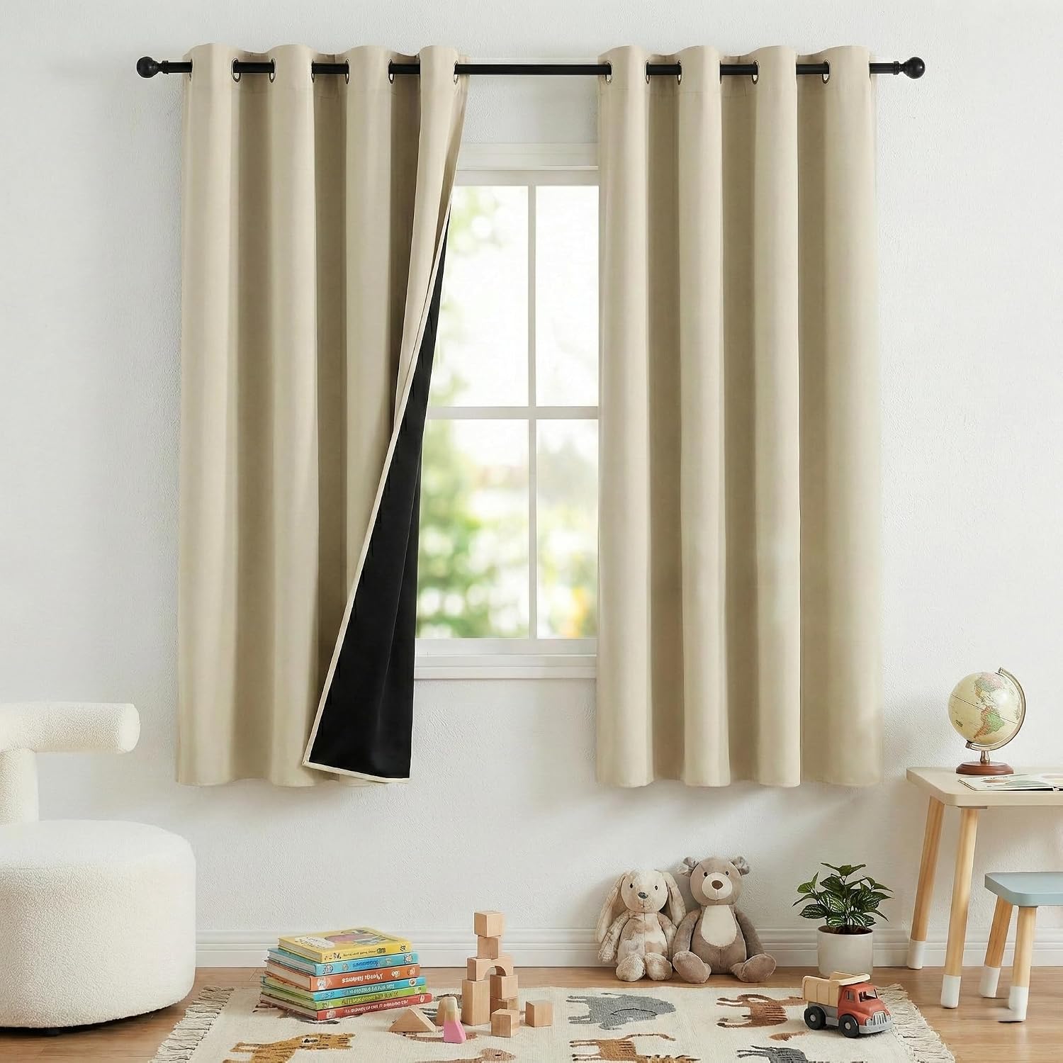 NICETOWN 100% Blackout Curtains for Bedroom, Thermal Insulated Window Curtains 63 Inch Length 2 Panels Set, Grommet Top Drapes for Living…