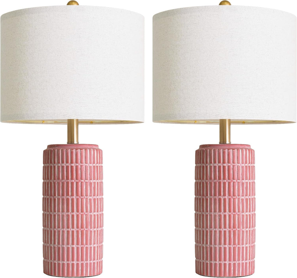 PoKat 23" Ceramic Table Lamps for Living Room, Farmhouse Bedside Lamps Set of 2 for Bedroom, Rustic Nightstand Lamps for Office Sideboard…