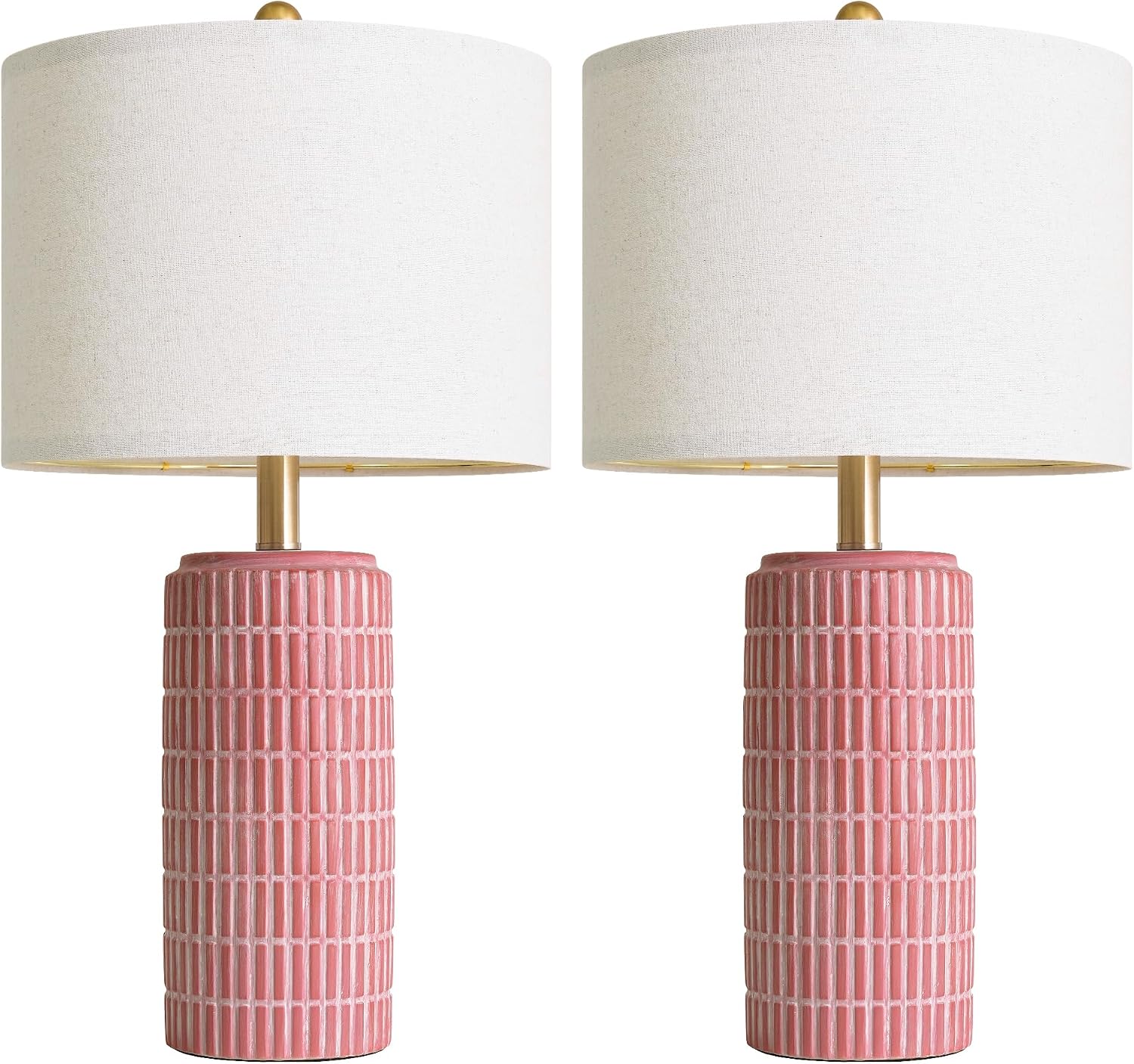 PoKat 23" Ceramic Table Lamps for Living Room, Farmhouse Bedside Lamps Set of 2 for Bedroom, Rustic Nightstand Lamps for Office Sideboard…