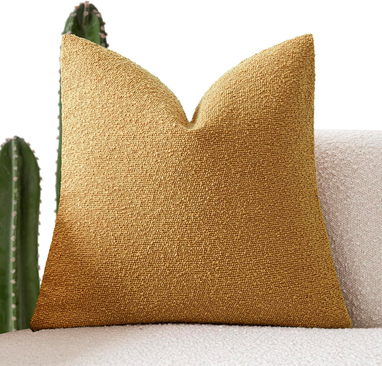 Foindtower Decorative Textured Boucle Throw Pillow Covers Accent Solid Pillow Cases Neutral Soft Cozy Couch Cushion Case for Chair Sofa…
