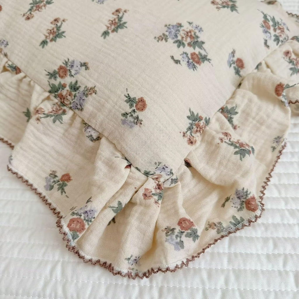 BuLuTu 2 Layers Muslin Toddler Pillowcases Fits for Crib Cot Cradle, Cotton Floral Pillow Cases for 1 2 3 4 5 6 Years Old Girls Boys…
