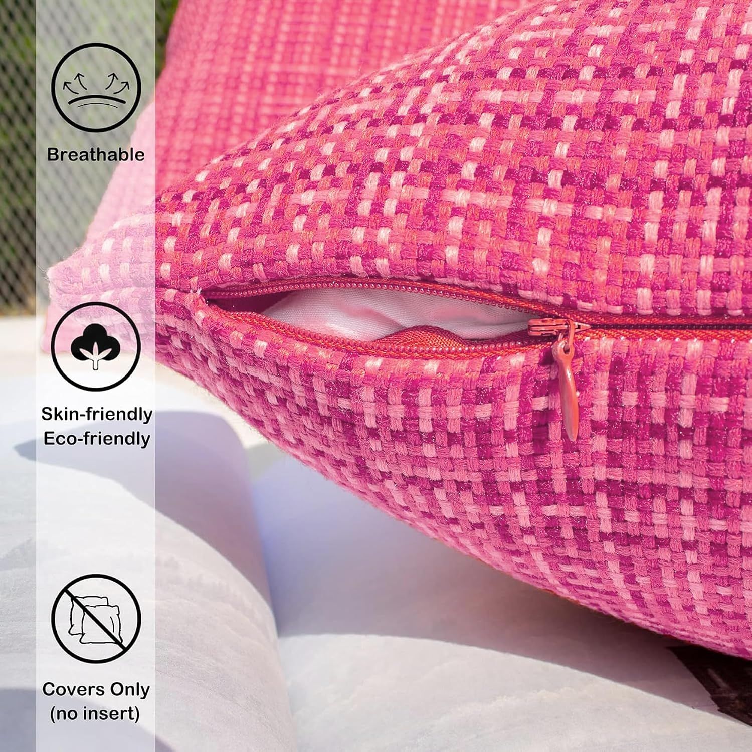 Kevin Textile Pack of 2 Valentines Decorative Outdoor Waterproof Pillow Covers Garden Cushion Sham Throw Pillowcase Shell for Patio Tent…