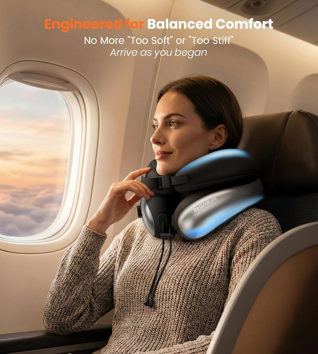 Neck Pillow for Traveling, Travel Pillows for Airplanes, Adjustable Neck Pillow Airplane Travel Essentials - 2 Layer Patented |…