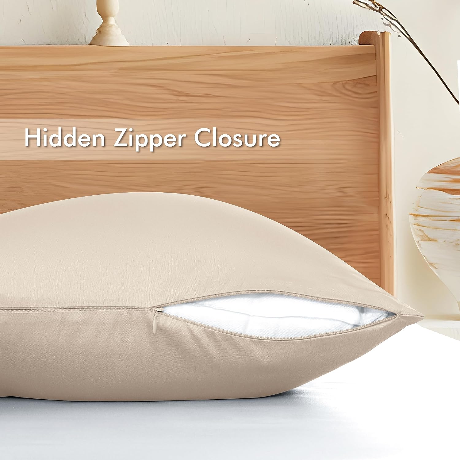 ShunjieHome 4 Pack Bamboo Viscose Pillow Protectors Queen Size, 400 Thread Count Cooling Zippered Pillowcases for Hot Sleepers & Night Swea…