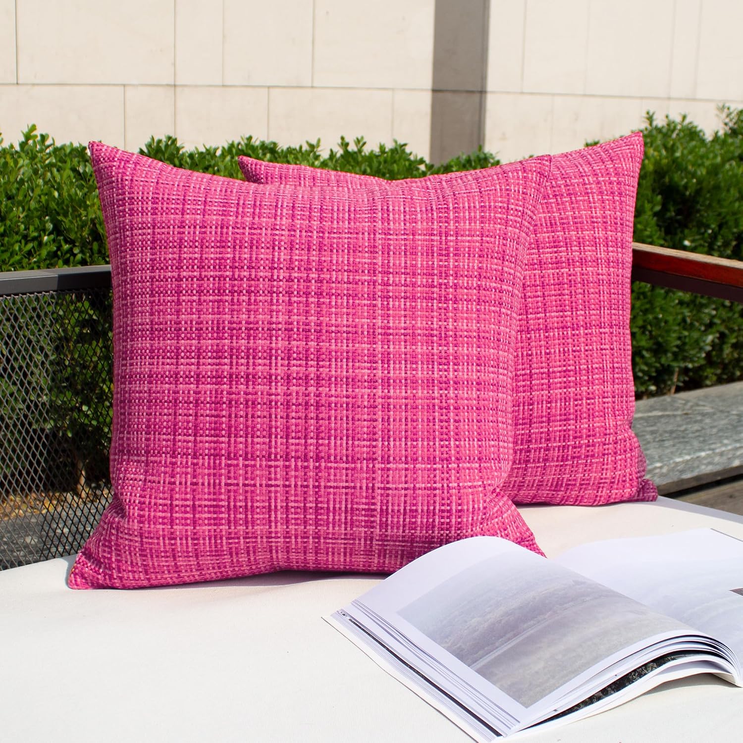 Kevin Textile Pack of 2 Decorative Outdoor Waterproof Throw Pillow Covers Lumbar Pillowcases Modern Cushion Cases for Patio Couch Bench…