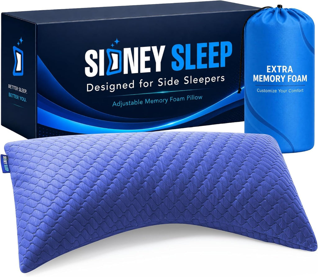 Sidney Sleep Pillow for Side and Back Sleepers - Comfort for Neck and Shoulder Pain - Adjustable and Customizable Shredded Memory Foam…