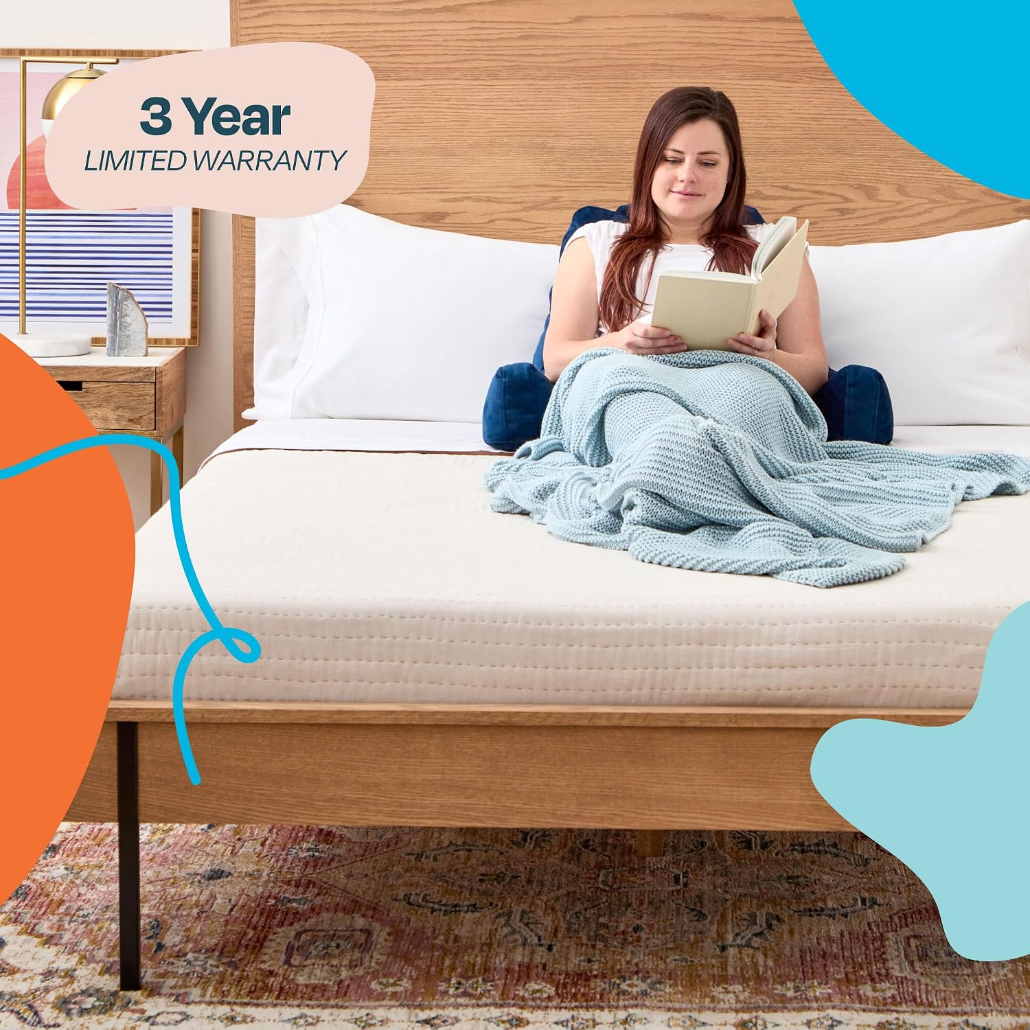 Linenspa Reading Pillow with Shredded Memory Foam- Back Pillow for Sitting in Bed, Reading, Gaming, Watching TV – Bed Chair with Arms…