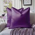 Homeideas Purple Decorative Throw Pillow Covers 18x18 Set of 2, Glossy Faux Silk Pillow Covers for Couch Sofa Bed Decor Luxury Summer Euro…