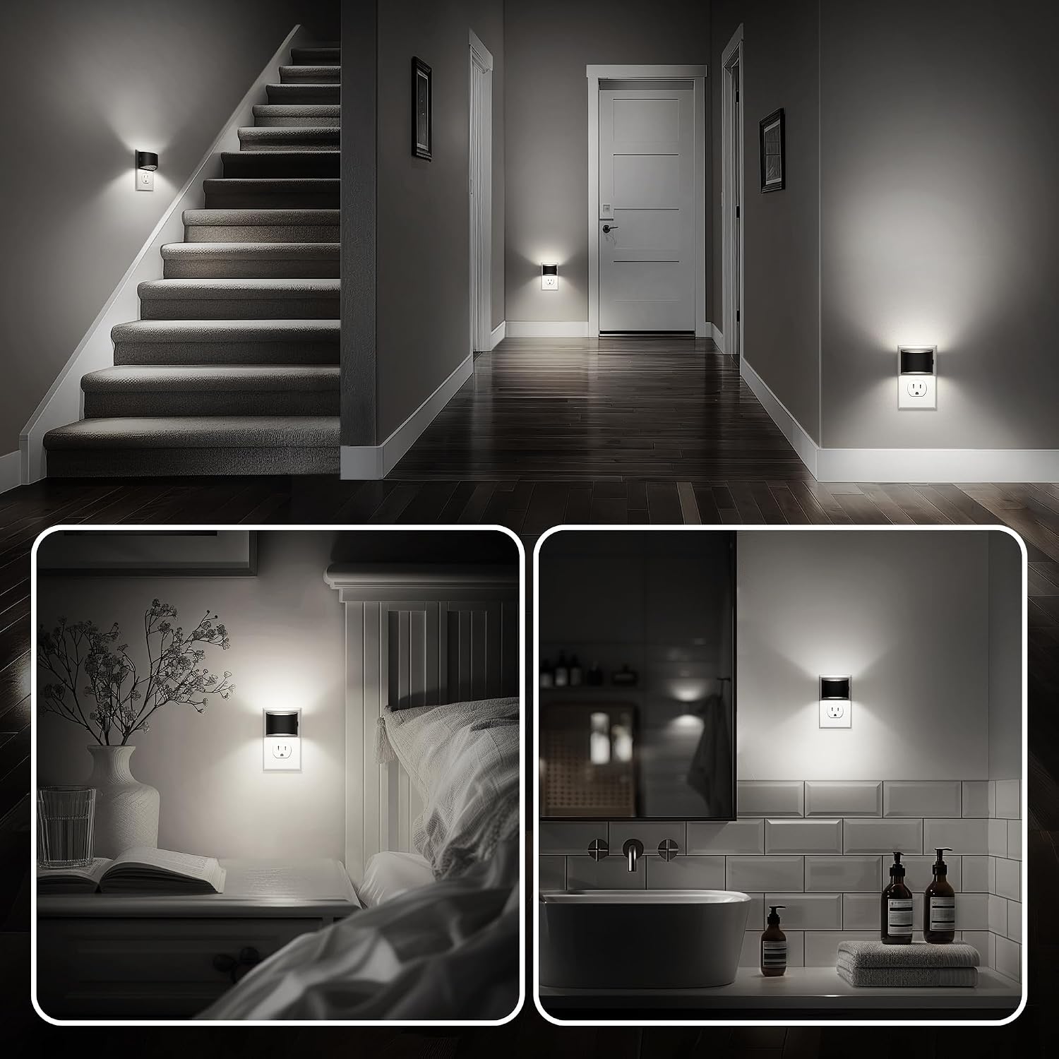 DORESshop LED Night Light[4 Pack], Night Lights Plug into Wall, 3 Level Brightness Adjustable Plug in Night Light, Dusk to Dawn Sensor…