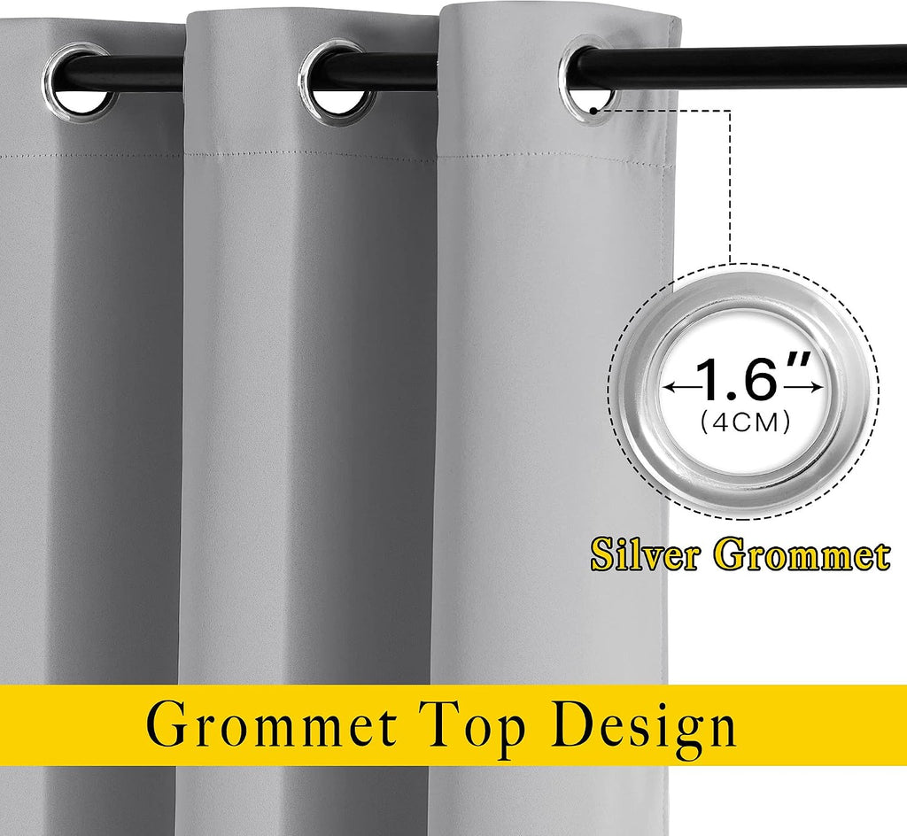 NICETOWN Blackout Silver Grey Curtains & Drapes for Bedroom - Noise Reducing Thermal Insulated Solid Grommet Room Darkening Window Drapes…