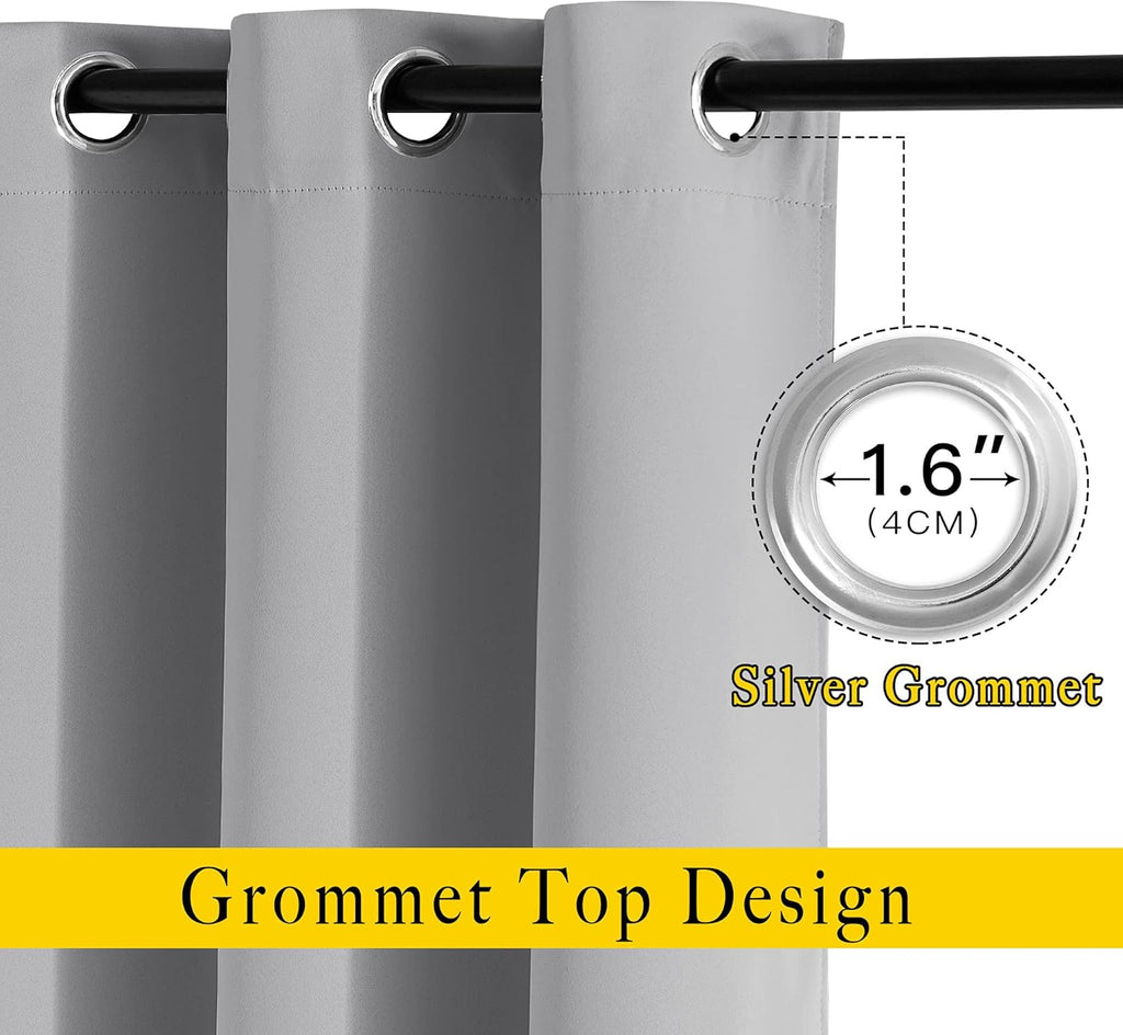 Nicetown Bedroom Blackout Curtains Panels - Energy Saving Thermal Insulated Solid Grommet Light Blocking Draperies for Bedroom/Hall (2 Pane…