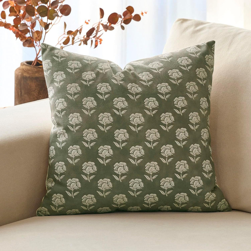 Domvitus Floral Pillow Covers 20x20 Throw Pillow Covers Decorative Farmhouse Block Floral Print Vintage Pillow Cover for Living Room Couch…