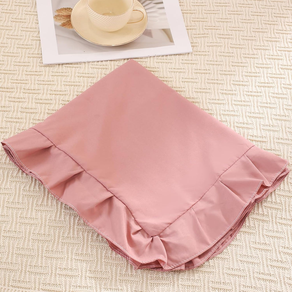 Merryword Pink Mocha Pillowcases King Pillowcases Ruffled Pillow Shams Set of 2 Cute Pillowcases Solid Ruffled Fringe Design Pink Shabby Ch…