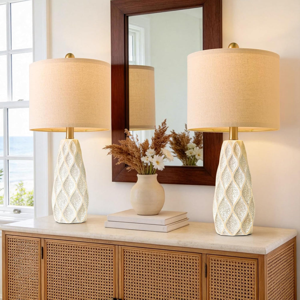20.75" Small Table Lamps for Living Room Bedroom Lamps Set of 2 Ceramic Modern Boho Bedside Lamps Night Stands Farmhouse Vintage…