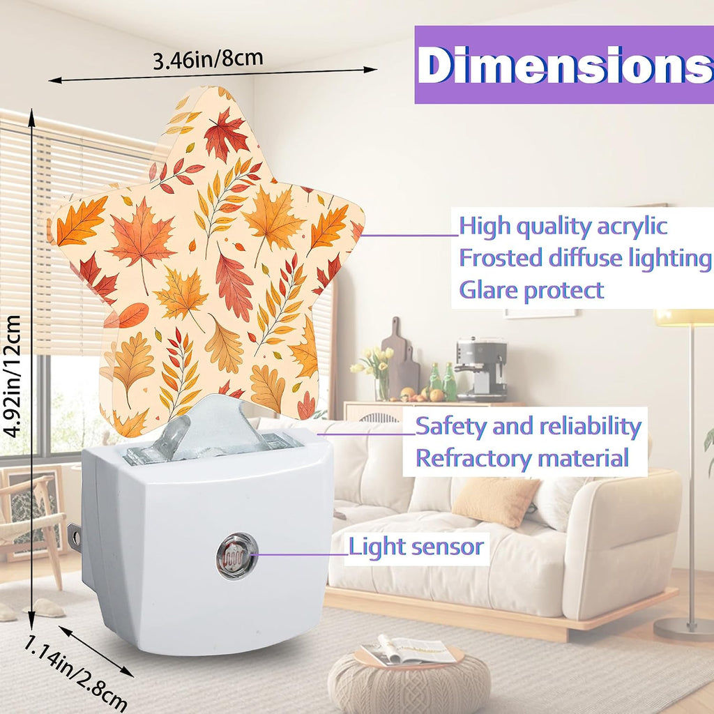 Night Lights Plug Into Wall Decorative, Fall Leaves Nightlights for Kids Bedroom, Autumn Maple Leaf Energy Efficient Dusk-to-Dawn Sensor…