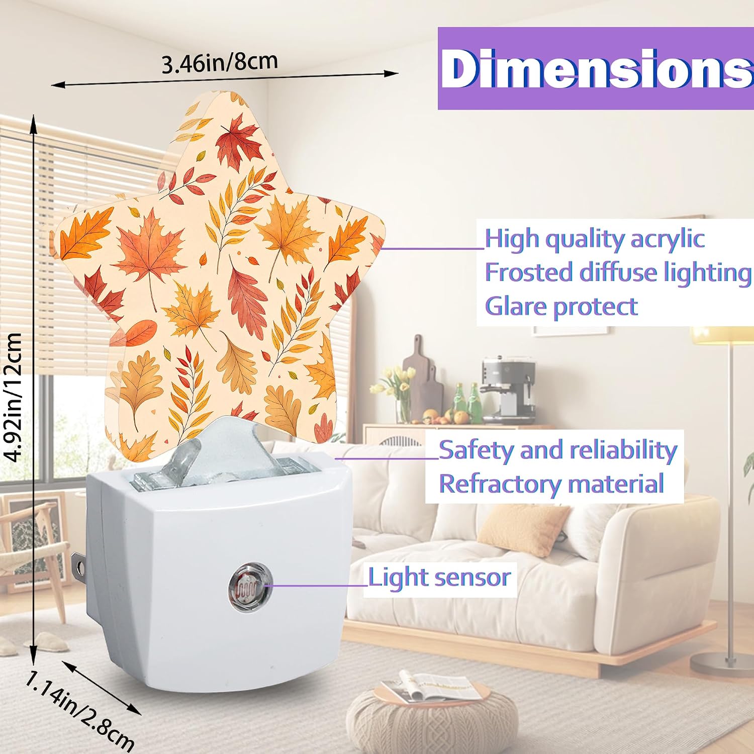 Night Lights Plug Into Wall Decorative, Fall Leaves Nightlights for Kids Bedroom, Autumn Maple Leaf Energy Efficient Dusk-to-Dawn Sensor…