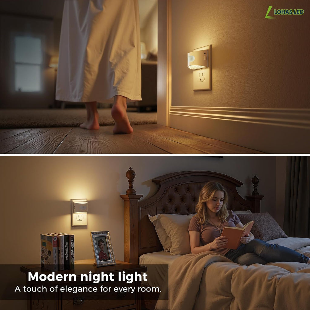 L LOHAS LED Motion Sensor Night Light, Dusk to Dawn & Motion Activated LED Night Light, Night Lights Plug into Wall with 30-100lm…
