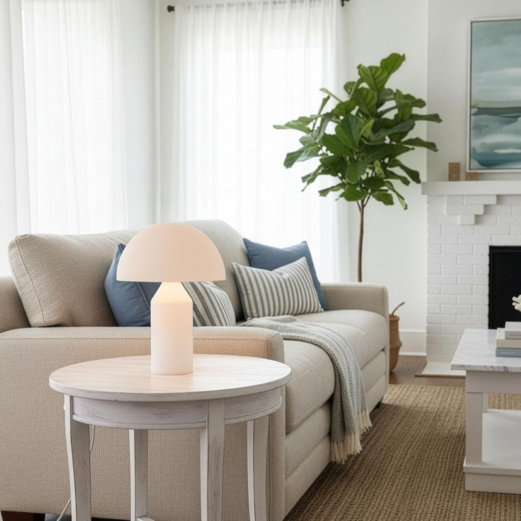Brightech Venus Glass - 14" Contemporary Table Lamp with Glass Shade and Body - Unique Mushroom Table Lamp - Dimmable LED Light Bulbs for…