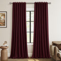 Guken 100% Blackout Curtains 90 Inch Length 2 Panels Set for Living Room Bedroom Back Tab Thermal Insulated Black Out Linen Drapes Room Dar…