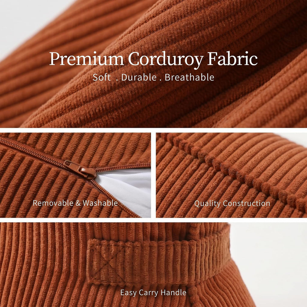 Ailuteie Pat. Pend. Corduroy Back Support Pillow for Bed Sitting and Headboard Support, Lumbar Cushion for Relaxing and Watching TV, Triang…