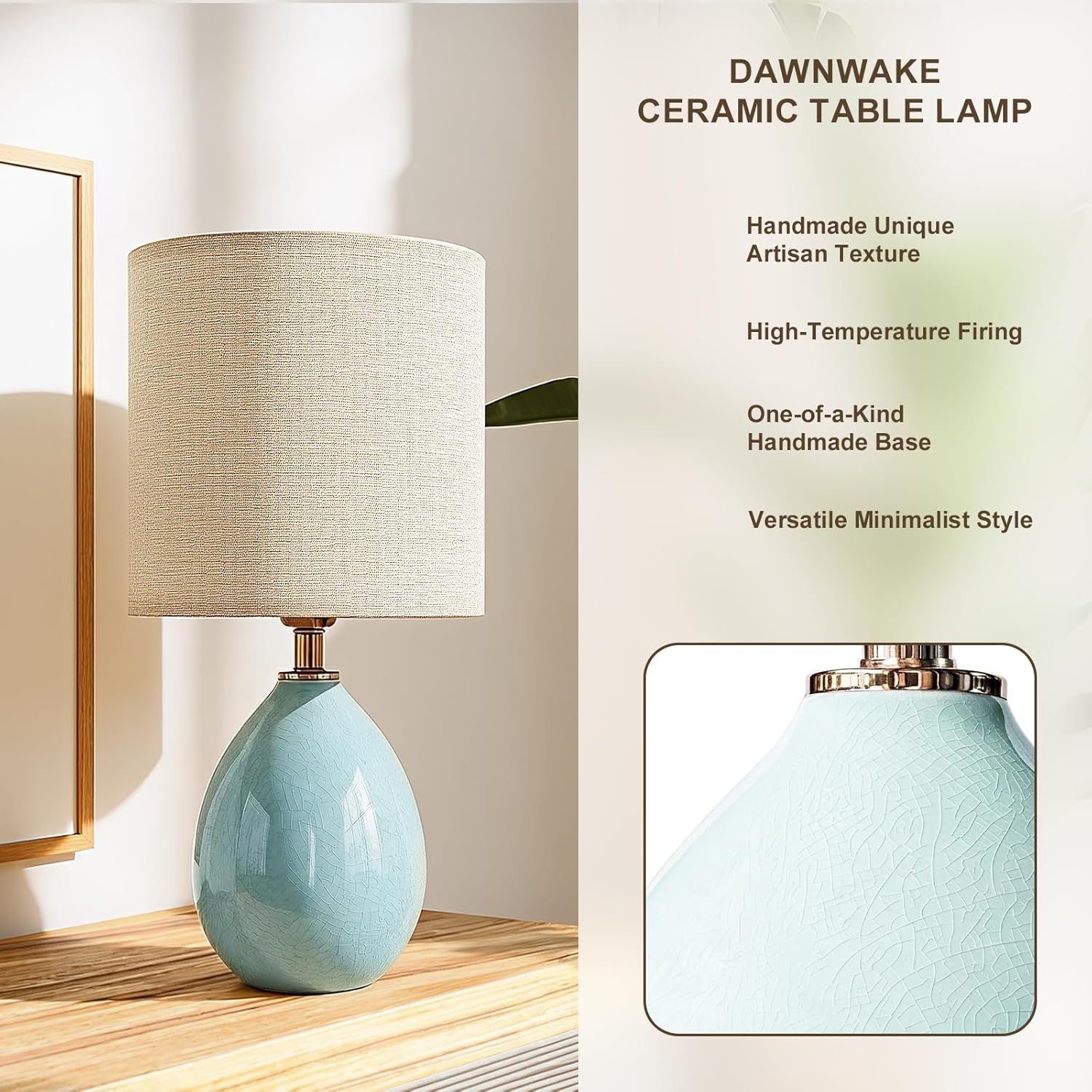 Dawnwake 18.5" Table Lamp Set of 2 for Living Room Bedroom, Bedside Lamps for Night Stands, Desk Nightstand Lamp Dimmable, Modern Linen…