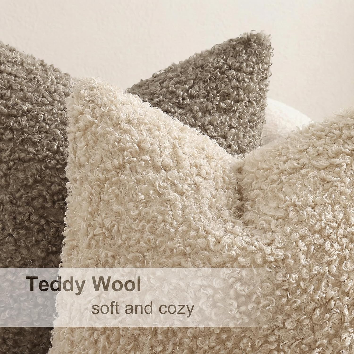 decorUhome Pack of 2 Throw Pillow Covers 20x20 Inch, Faux Fur Decorative Sherpa Pillow Covers Fuzzy Accent Soft Sheepskin Fleece Pillow Cas…