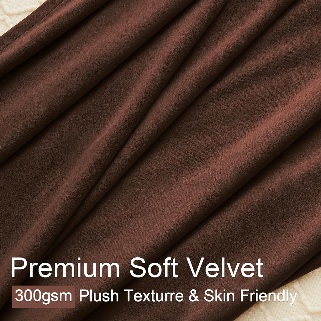 Drapenova Dark Brown Velvet Curtains 84 Inches Long for Living Room Bedroom Tan Luxury Vintage Pinch Pleat Blackout Thermal Insulate…