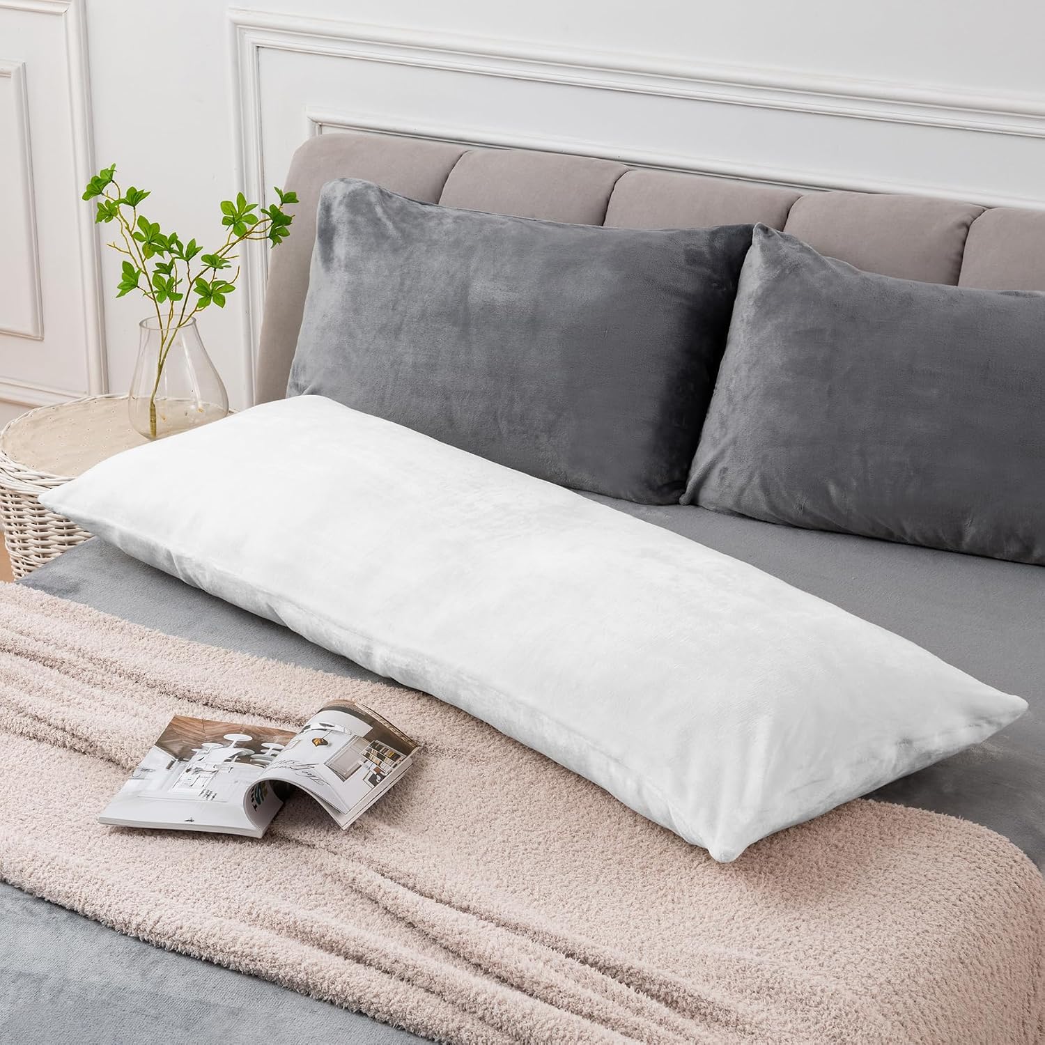 Bedelite Body Pillow Cover with Zipper Closure, Super Soft and Cozy Fuzzy Fleece Pillowcase 20 x 54 Inches, Luxury Fluffy Plush Long Body P…